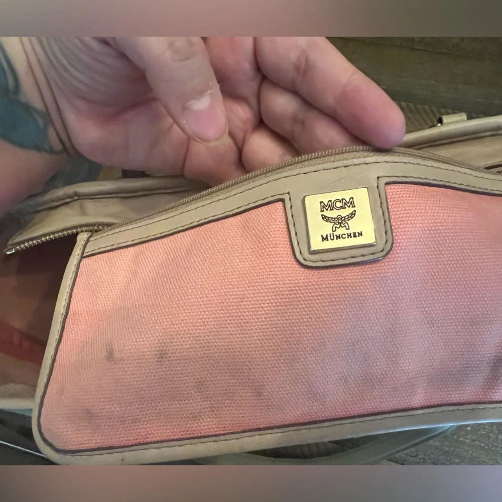 MCM Gray and Pink Signature Tote - Picture 5 of 7